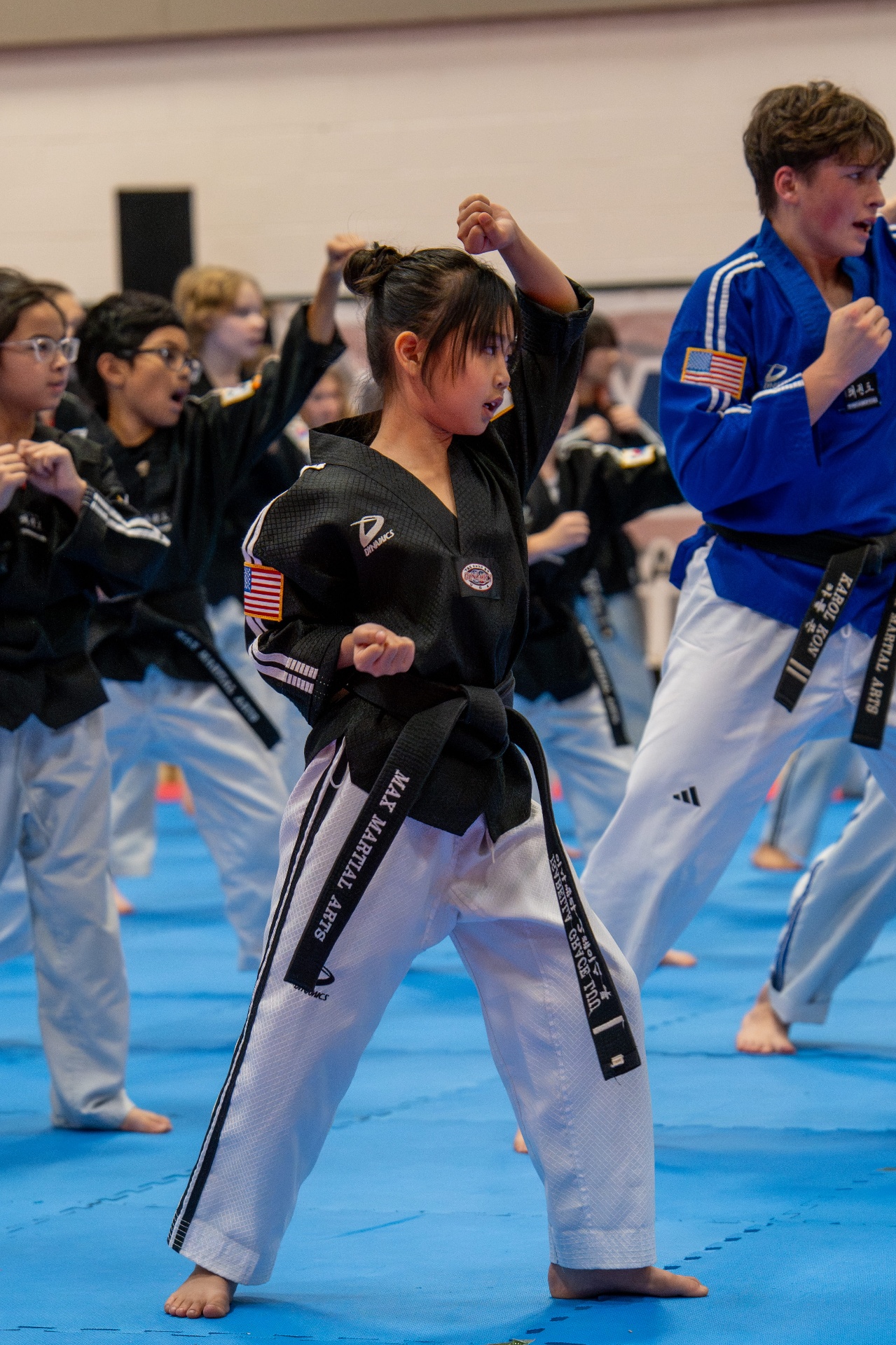 Young student performing technique